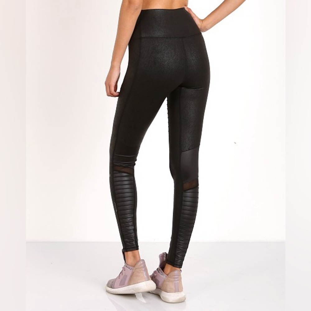 Alo Yoga High Waist Leather Moto Leggings - Picture 2 of 11